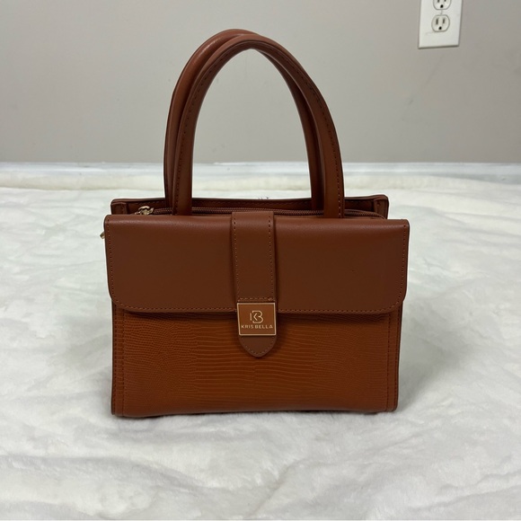 KRIS BELLA BROWN TOP HANDLE HANDBAG PURSE - Picture 2 of 10